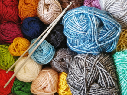 Colourful wool yarn balls