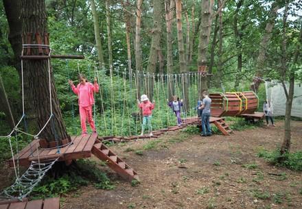 Children in the Rope Park at BEAR SANCTUARY Domazhyr