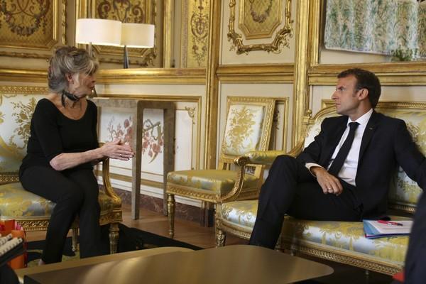 Brigitte Bardot with French president Emmanuel Macron