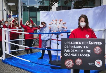 Kampf gegen die nächste Pandemie:  VIER PFOTEN Aktion vor dem Bundesgesundheitsministerium