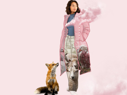 Woman wearing clothes made from animals